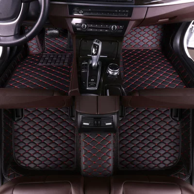 Q7 all-inclusive car mat, Modelə uyğun ayaqaltı - ordinary-single-layer-black-red
