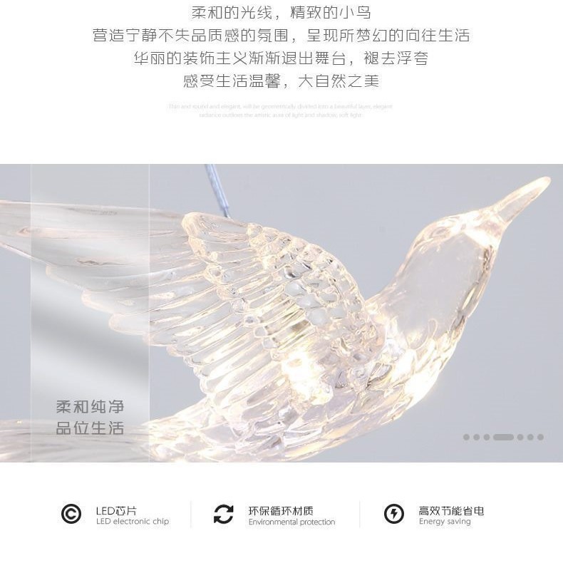 Nuevos props de boda cabello luminoso pájaro lámpara de bodas decoración techo de fondo creativo cristal techo con lámpara transparente
