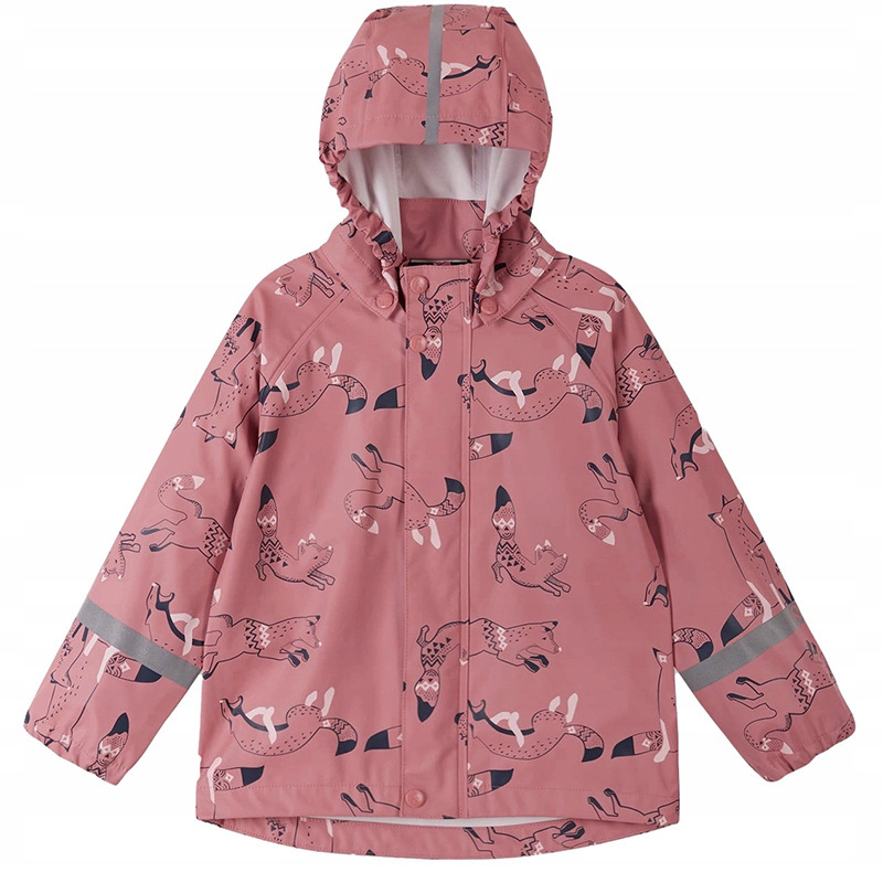 European and American Children's Raincoat Pu Jacket Boys and Girls Kindergarten Rainproof Split Raincoat Foreign Trade Windproof Coat