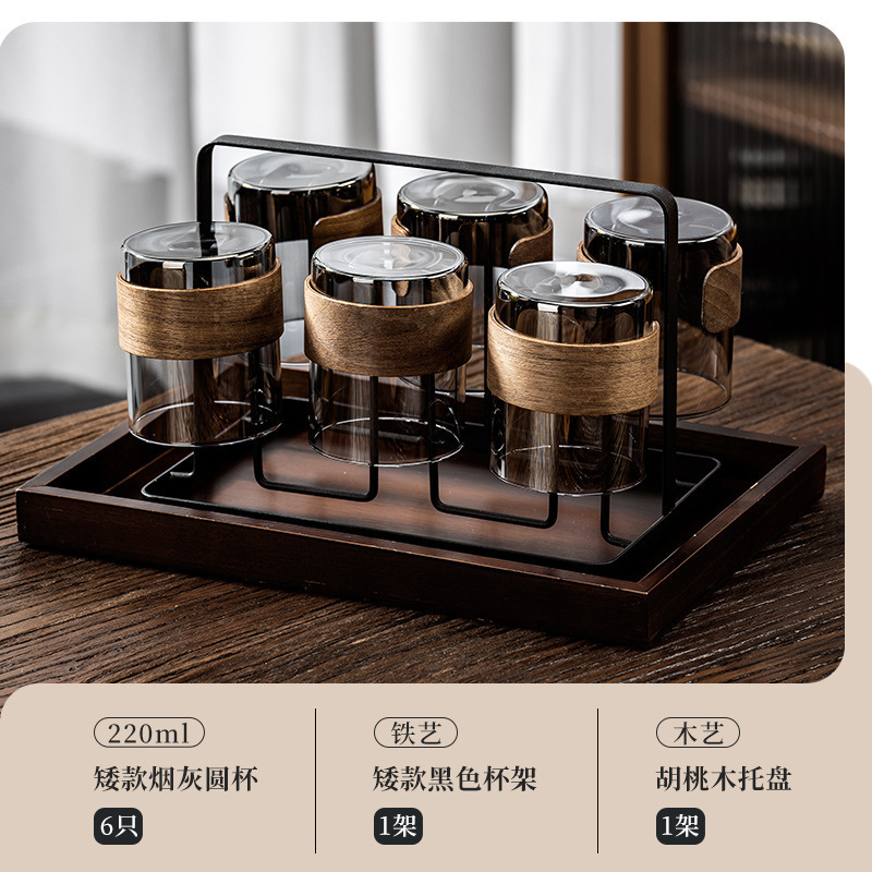 新中式耐高温玻璃喝水杯子套装家用客厅待客轻奢感泡茶具水壶|undefined