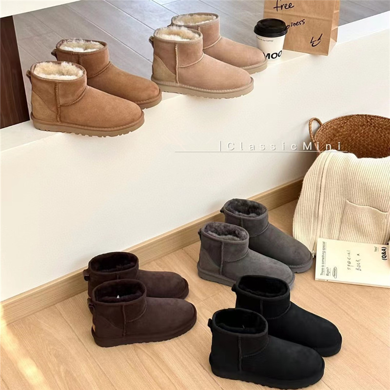 Henan Sangpo Goatskin All-In-One Snow Boots Winter Pure Color Classic Genuine Leather Thickeneded Warm Snow Boots for Women