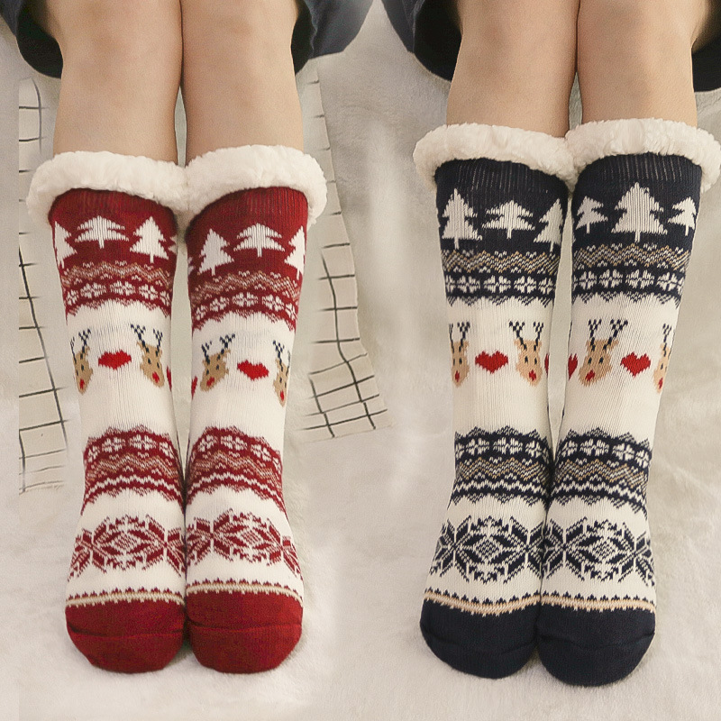 Cross-border Christmas Floor Socks Adult Home Sleep Slippers Socks Leg Cover Carpet Socks Non-slip Women Snow Socks Home Sleep