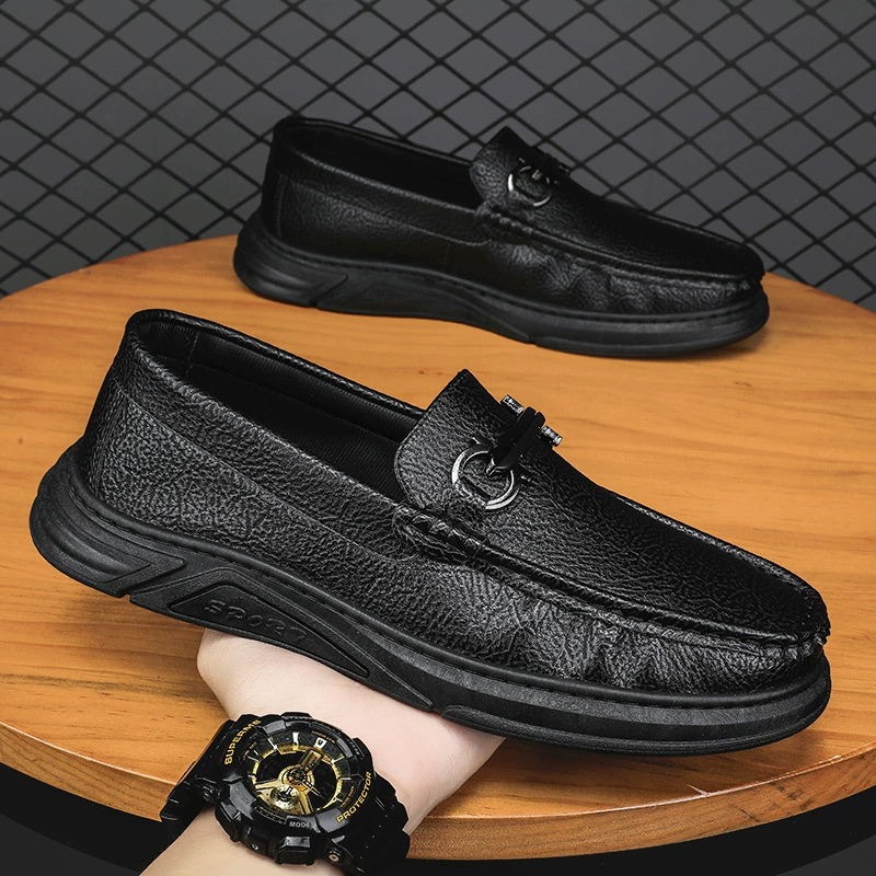 Трансграничная летняя новая мужская повседневная кожаная обувь, летние Лоферы для ленивых ног, модные деловые лоферы