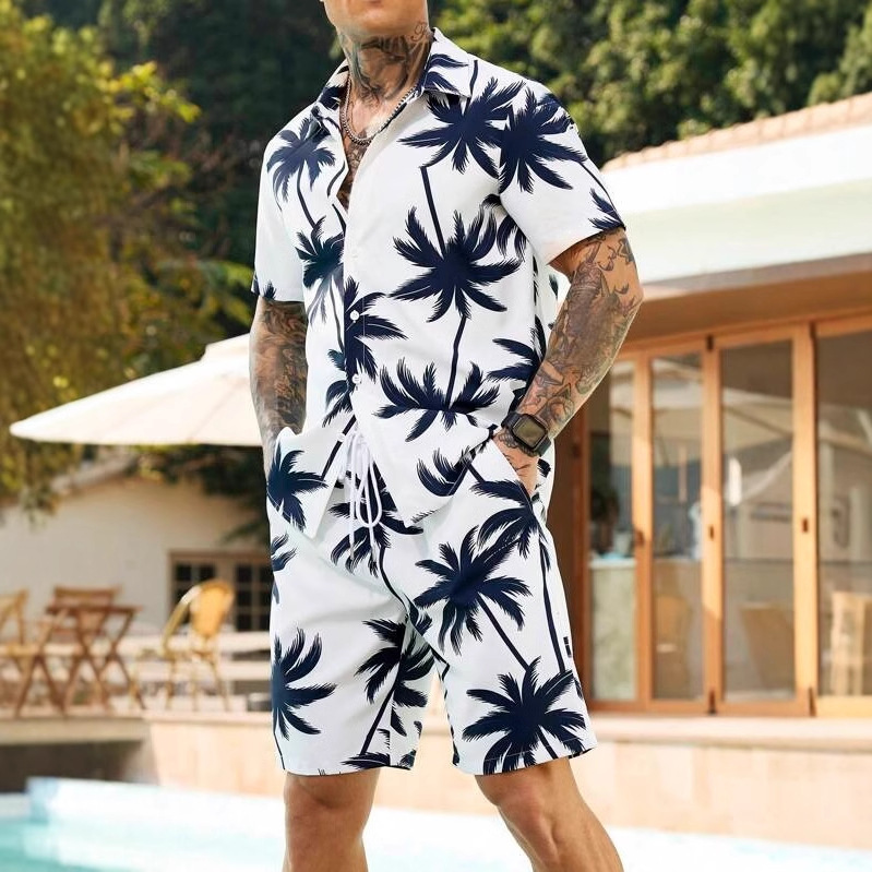 2025 nuevo estilo Amazon transfronterizo tendencia de moda casual europea y americana camisa de manga corta pantalones cortos traje MB1 MA1