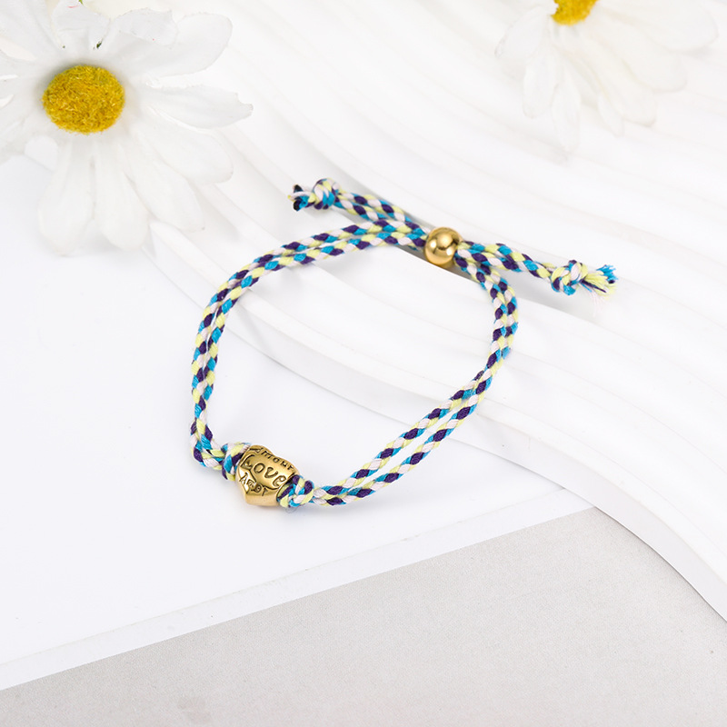 1 Piece Quantity Daily Occasion Retro Love Heart Shape 304 Stainless Steel Rope Woven Chain String Bracelets Wholesale