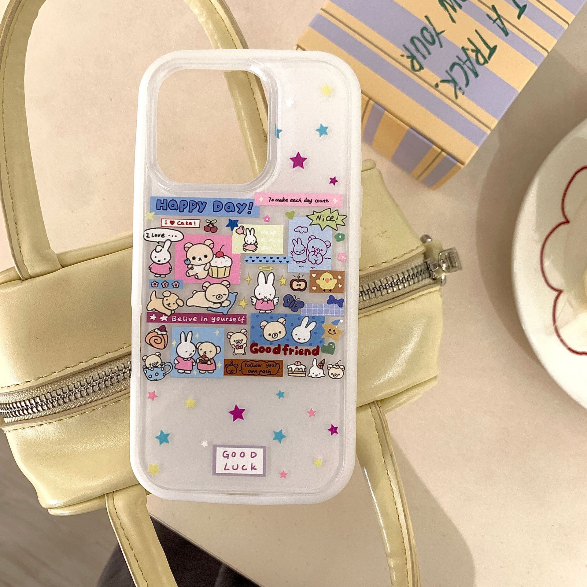 Etiqueta engomada estrella conejo ilustración-blanco dos en uno bk