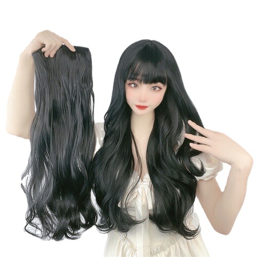 Foreign trade wig European and American long curly hair one-piece wig four-clip high-temperature wire breathable hair extension wig supplier