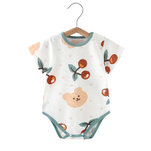 Baby and children's summer cotton pajamas, baby triangle robe, newborn boneless jumpsuit, crawling suit
