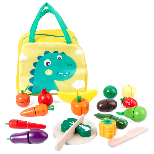 Fruit and vegetable cutle 18-piece set of Velcro children's educational early education cognitive simulation play house toys cross-border