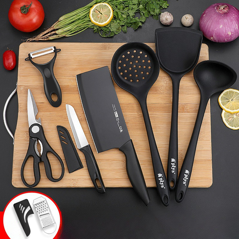 Kit de cuchillos de cocina combinación de cuchillos de cocina domésticos cuchillos de cocina tablero de cocina 2 en 1 tablero de corte cuchillos de cocina tablero de cocina un conjunto de acero inoxidable