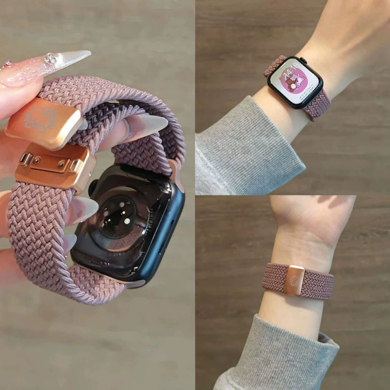 Магнитный спортивный ремешок, совместимый с Apple Watch 9/10, Cat 8, плетёный ремешок для iWatch