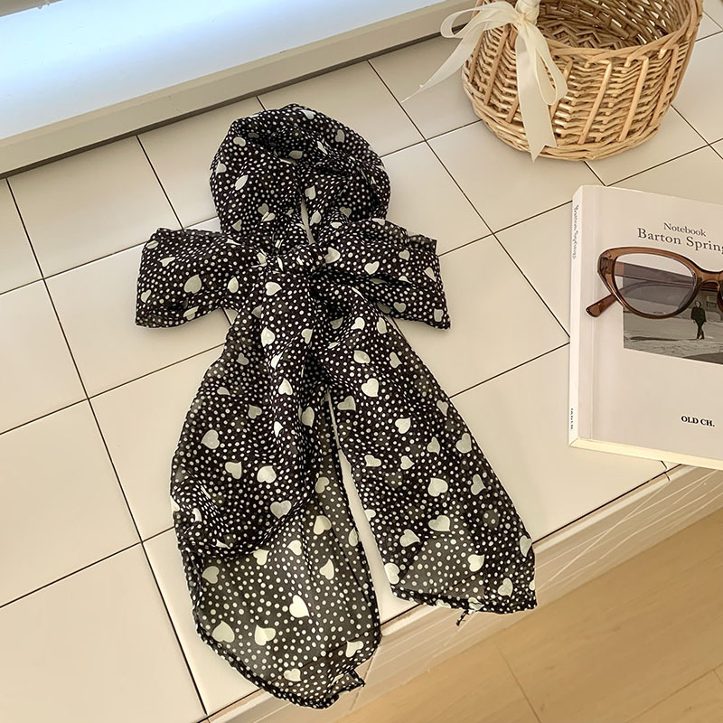 Pañuelo de seda, sentido de alta calidad, estilo francés, cinta montada, cinta para el cabello, bufanda de todo fósforo, chal, lunares, amor, bufanda de seda, bufanda pequeña