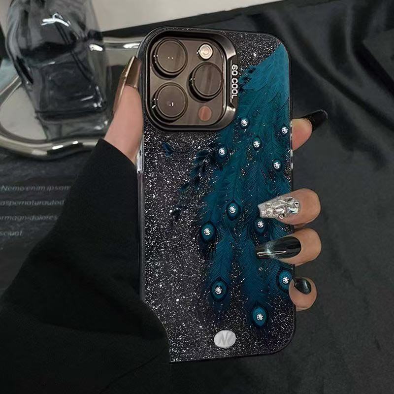 Nueva pluma de pavo real para iPhone 16 funda para teléfono móvil Apple 15promax/14 transfronterizo 13pro12 comercio exterior