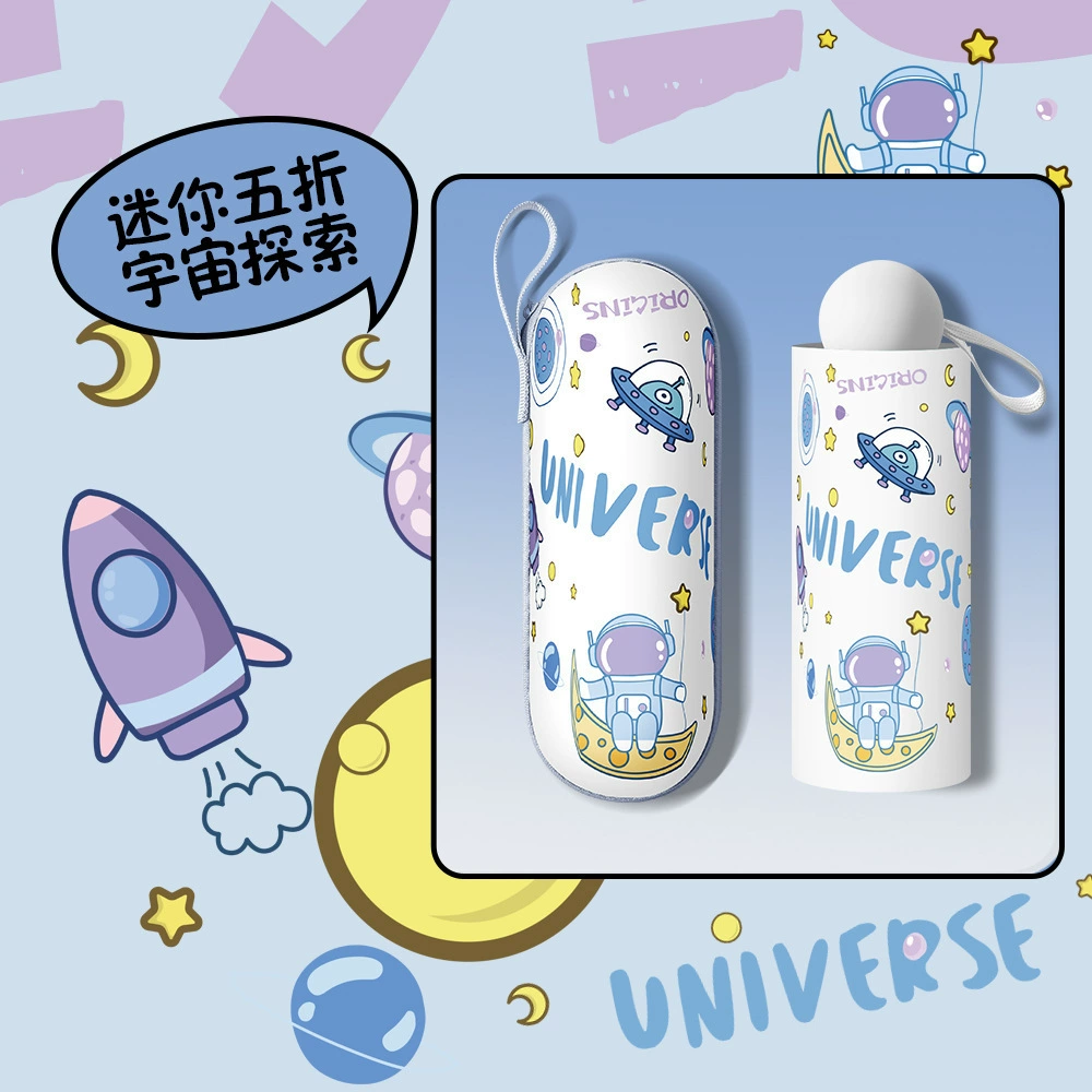 Cute small handheld umbrella solar-powered, UV protection