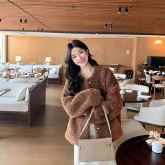 |温淑女神|2025冬新款羊剪绒大衣皮毛一体羊羔毛皮草外套女短款