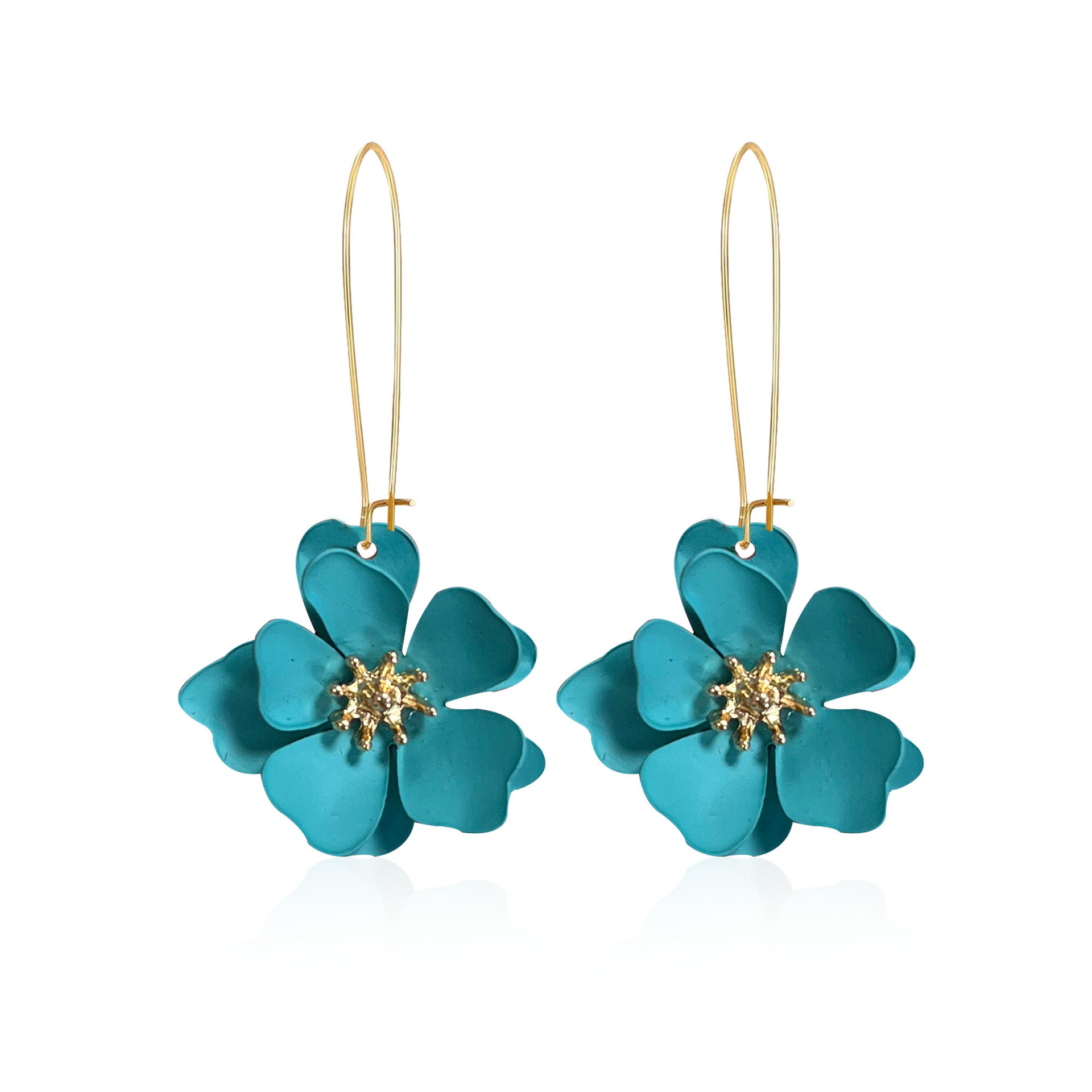 1 Pair Vintage Style Simple Style Flower Spray Paint Plating Metal Drop Earrings display picture 11