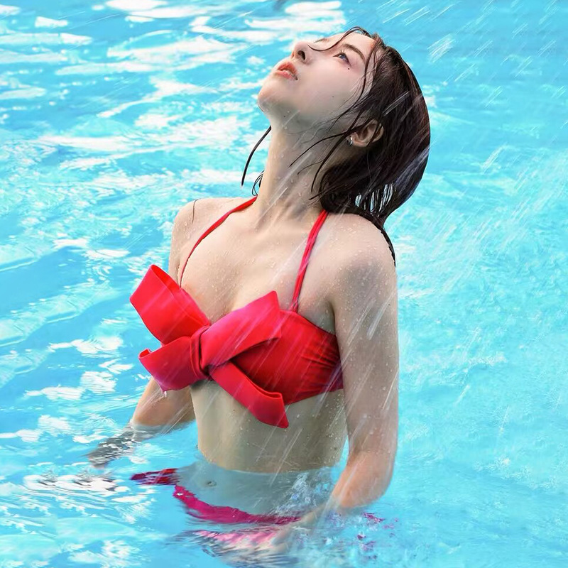 Three dimensional supporting swimwear with bow, 8 colors