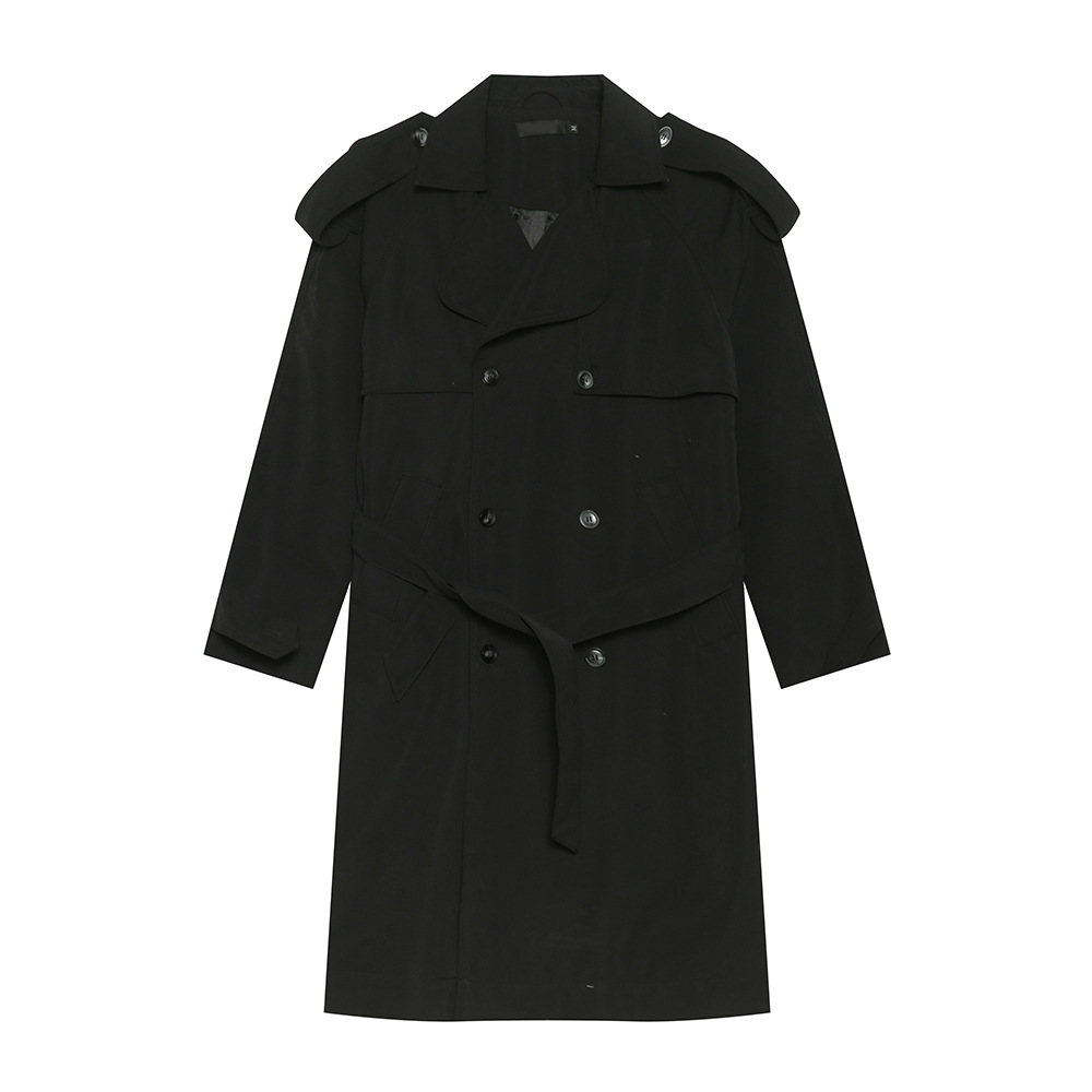 MTLCLOTHES Hombres| Nuevos productos de otoño coreanos dobles hebillas sobre la rodilla correa de estilo británico abrigo casual suelto