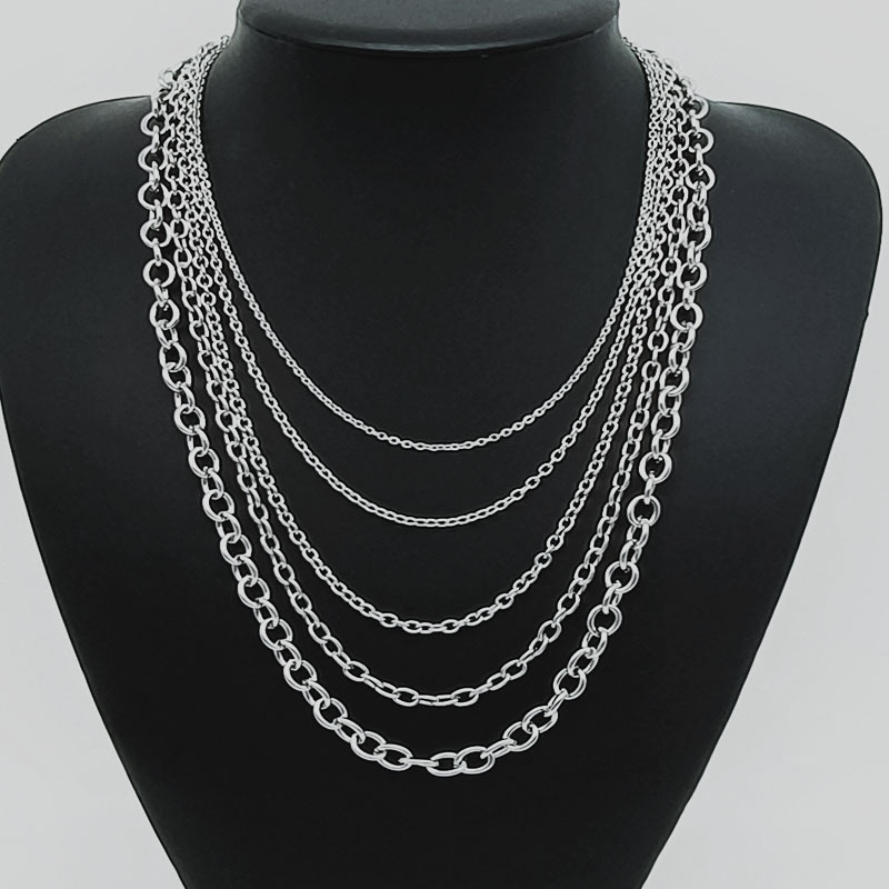 Men's Cuban Chain Necklace In Stainless Steel Interlocking Design_voghion.com