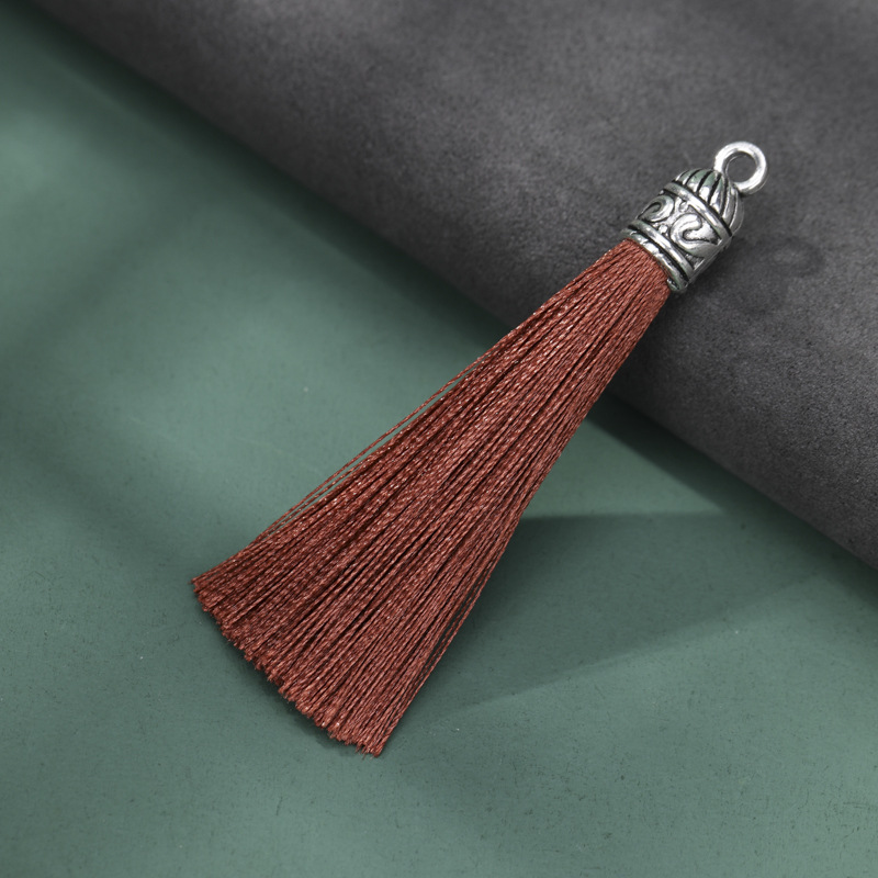 Tamaño pequeño tapa de aleación anillo borla DIY hecho a mano borla accesorios nudo chino Ropa Accesorios estilo antiguo colgante borla image 25