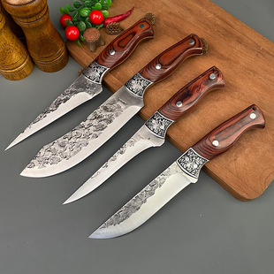 Forged Steel Head Carved Boning Knife Household Stainless Steel Meat Cleaver Household Knife Butchering Special Cutting Pig, Cattle and Sheep Knife
