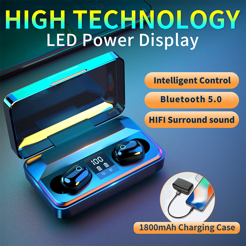 A10s Bluetooth Headset Double Ear with Digital Display with Warehouse Cross-border E-Commerce Double Ear tws with Charging Treasure Function 5.0 Blue A10s Bluetooth Headset Double Ear with Digital Display with Warehouse Cross-border E-Commerce Double Ear tws with Charging Treasure Function 5.0 Blue