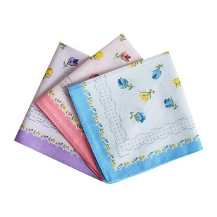 28cm women's cotton printed handkerchief vintage floral cotton small handkerchief for the elderly sweat towel in stock