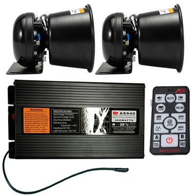 Car wireless alarm 400W Car horn/tweeter - as940e-main-unit-round-speaker-set-12v