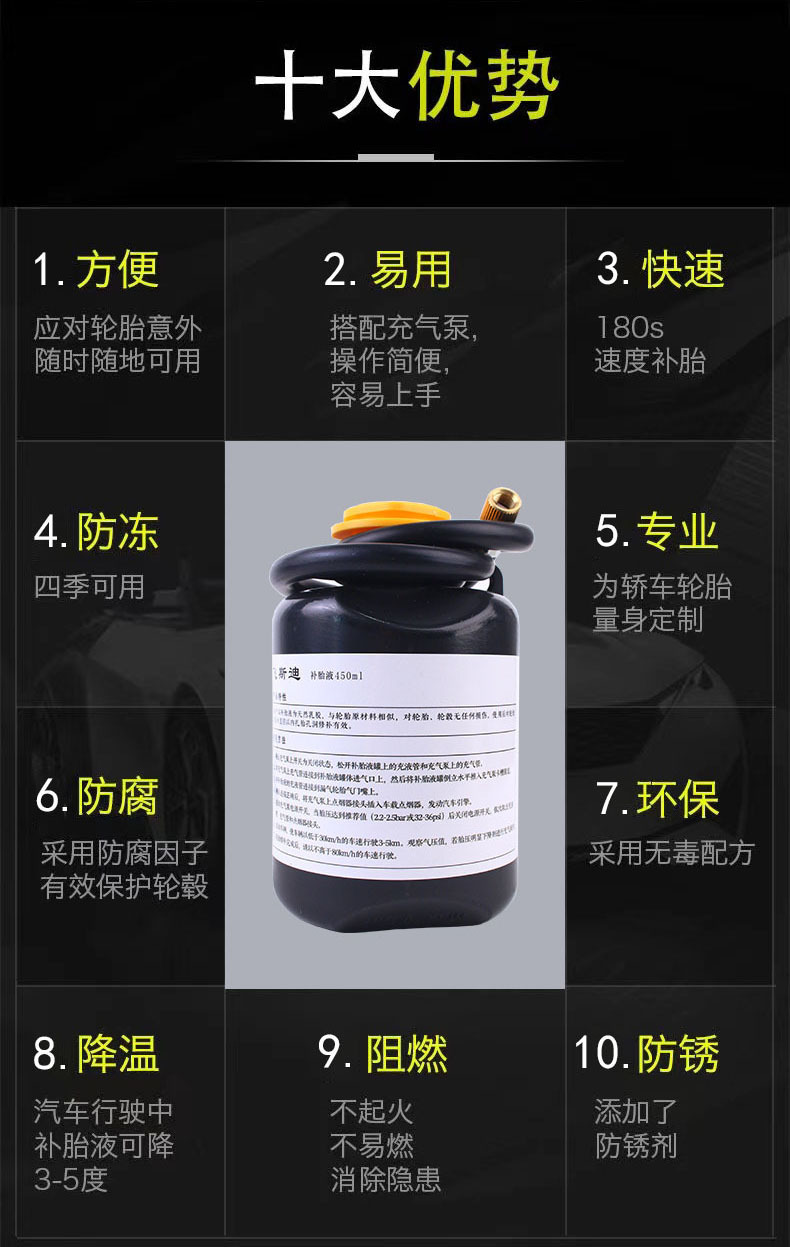 Tubeless Tire Fluid Tool suit Adapted to New Energy Tram Fuel Car Tire Inflator Pump Tire Fluid Glue