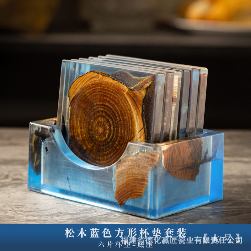 Taza de té de madera japonesa almohadilla de aislamiento de resina simple taza de taza almohadilla creativa piezas de ceremonia del té accesorios de acantilado hogar almohadilla de ciprés