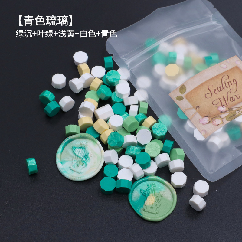 Ocho-lado fuego pintura cera grano mezclado color 35g bolsa de embalaje fuego pintura cera sello al por mayor sobre DIY mano cuenta de sellado Uso de cera