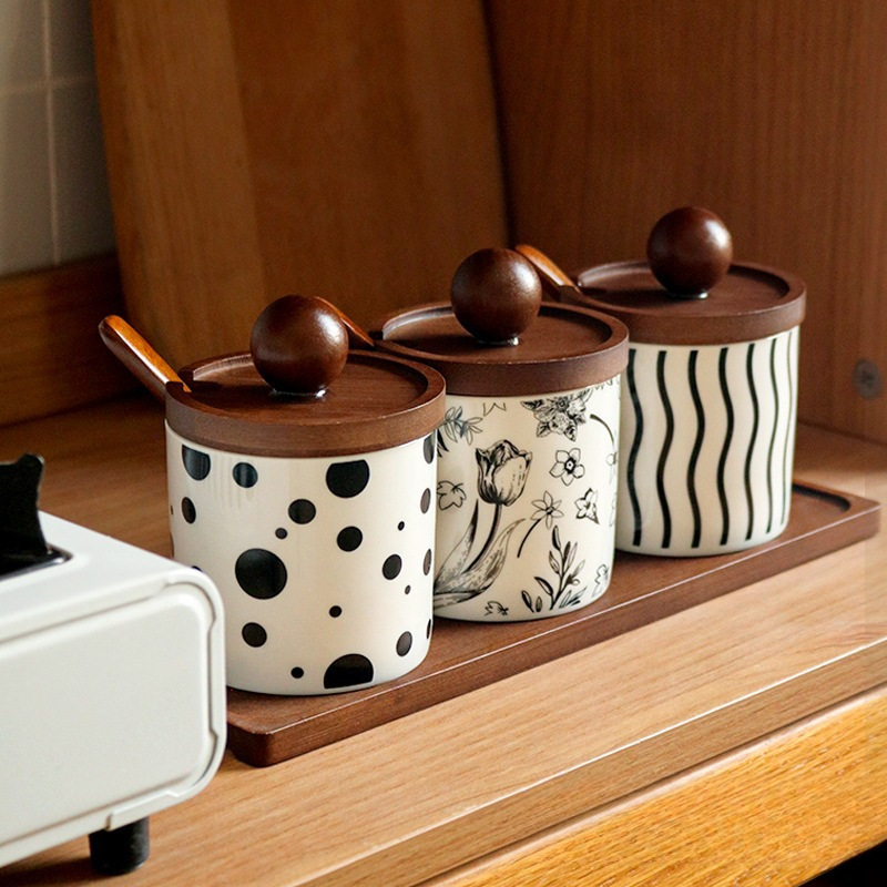 调料盒套装调料瓶厨房家用陶瓷调味瓶罐盐罐组合装辣椒罐子勺味精