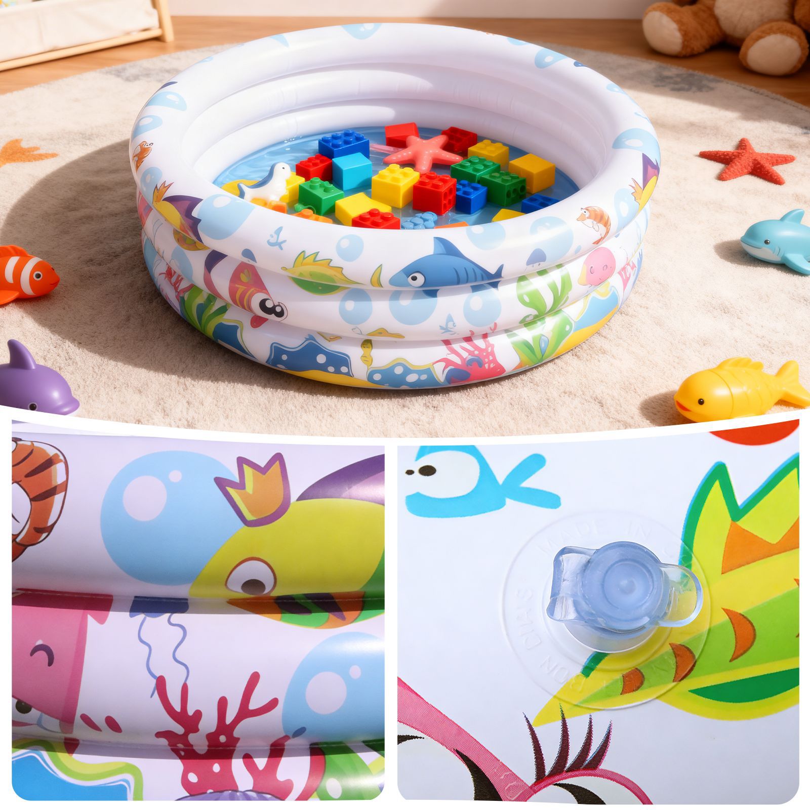 Pursuefree piscina de arena infláble piscina de pesca juego espeso interior y exterior piscina infantil juguetes piscina infláble