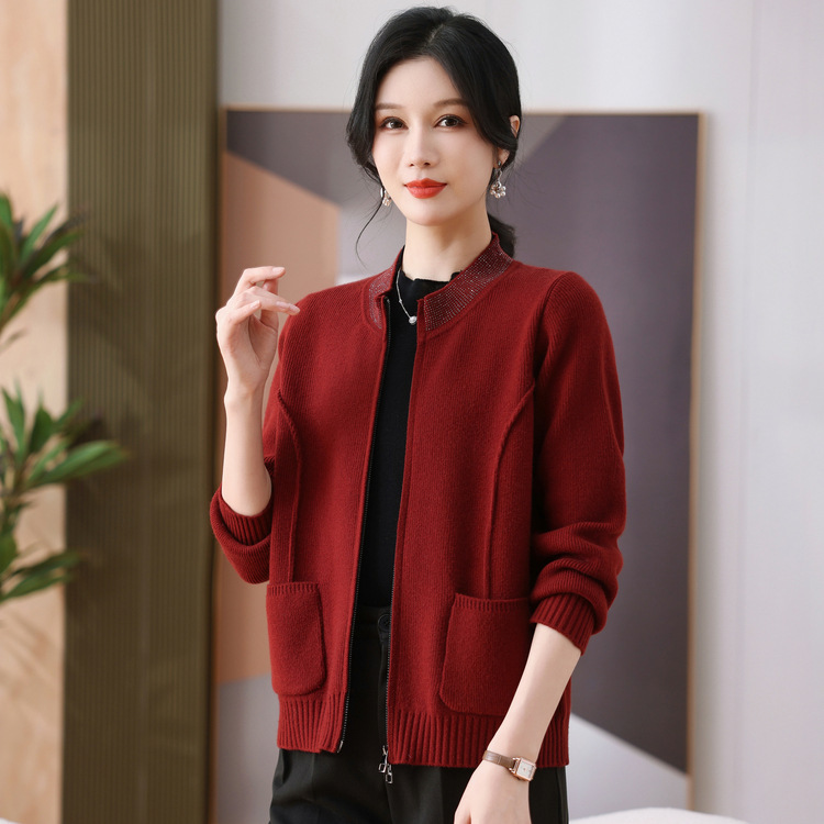 2025新款洋气中老年女装加厚毛衣外套中年妈妈秋装针织上衣服|undefined