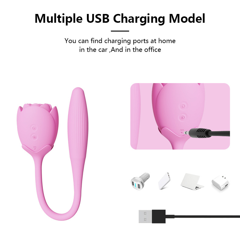Mysite New Rose Double Head Sucking Egg Skipping Rose Vibrators 19 vibrator with 10 tongue licking modes