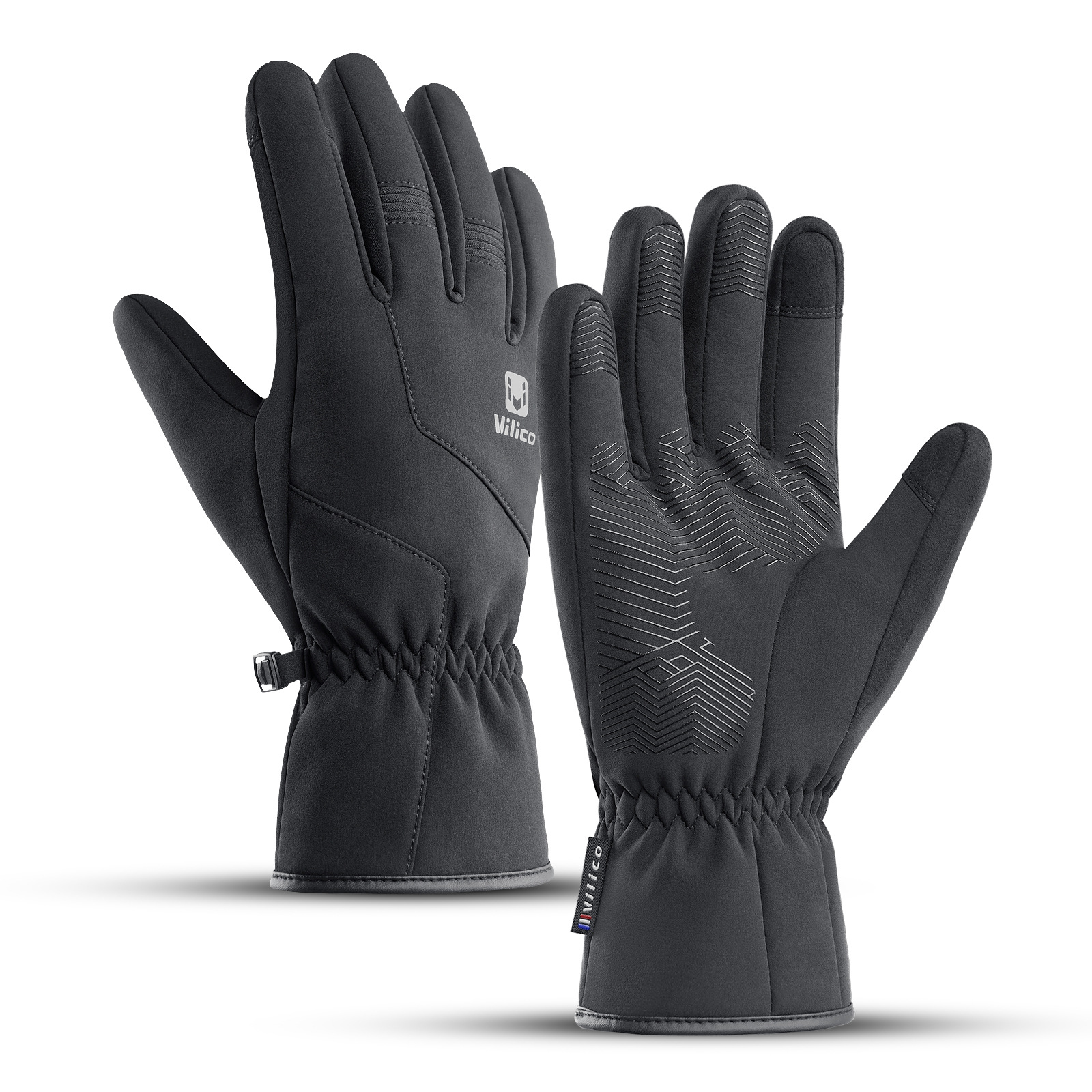 Guantes de esquí cálidos para hombre Vilico, para deportes al aire libre, otoño e invierno, con pantalla táctil, impermeables, a prueba de viento y frío, venta al por mayor.