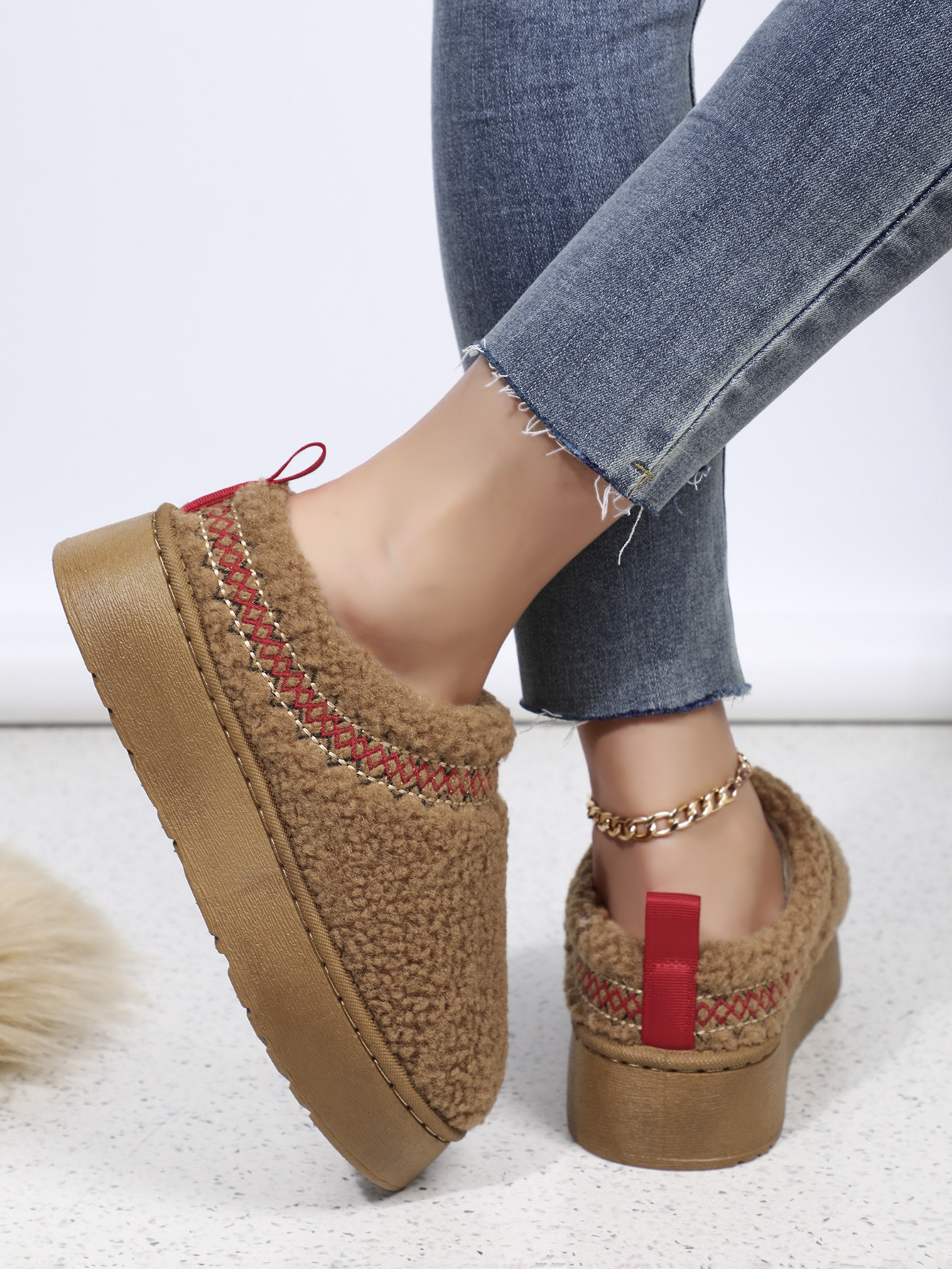 Autumn and winter new women's half tow cotton shoes light and comfortable warm thick sole half tow cotton shoes_voghion.com