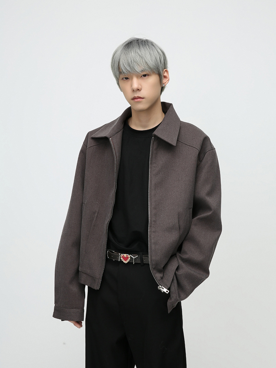 MTLCLOTHES ropa de hombre | Chaqueta corta de solapa de color sólido, estilo coreano, estilo británico básico, de alta gama, sencilla y moderna.