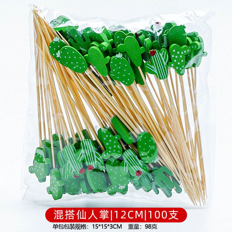 12CM un solo uso de frutas de bambú marca de cóctel creativa marca de frutas de bocadillos KTV arte marca de dientes fabricantes