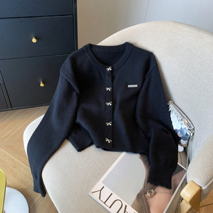 New Design Butterfly Metal Button Slimming Knitwear Elegant Cardigan Jacket Top