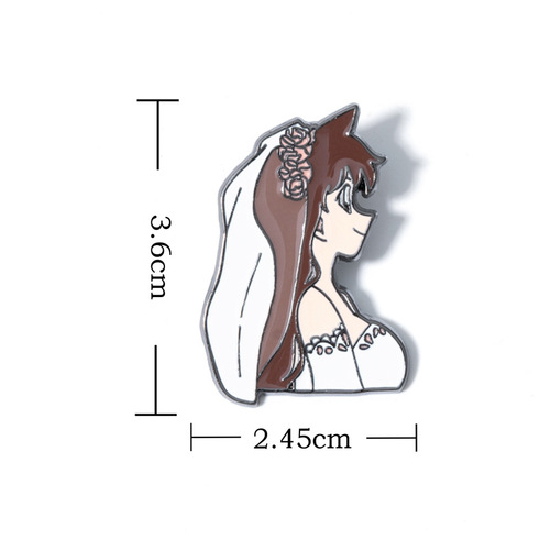 Custom-made Detective Conan Shinichi, Shinichi and Ran's wedding celebration gifts, wedding dress photo brooch jewelry, alloy badge
