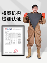 全身下水裤连体捕鱼雨裤带雨鞋防水衣服抓鱼水裤水鞋水库男摸皮叉