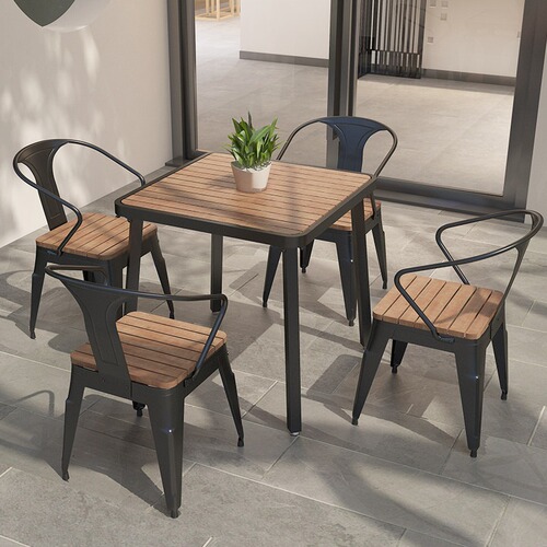 Outdoor table and chairs courtyard open-air plastic wood outdoor tables minimalist villa garden balcony leisure entrance table and chair set