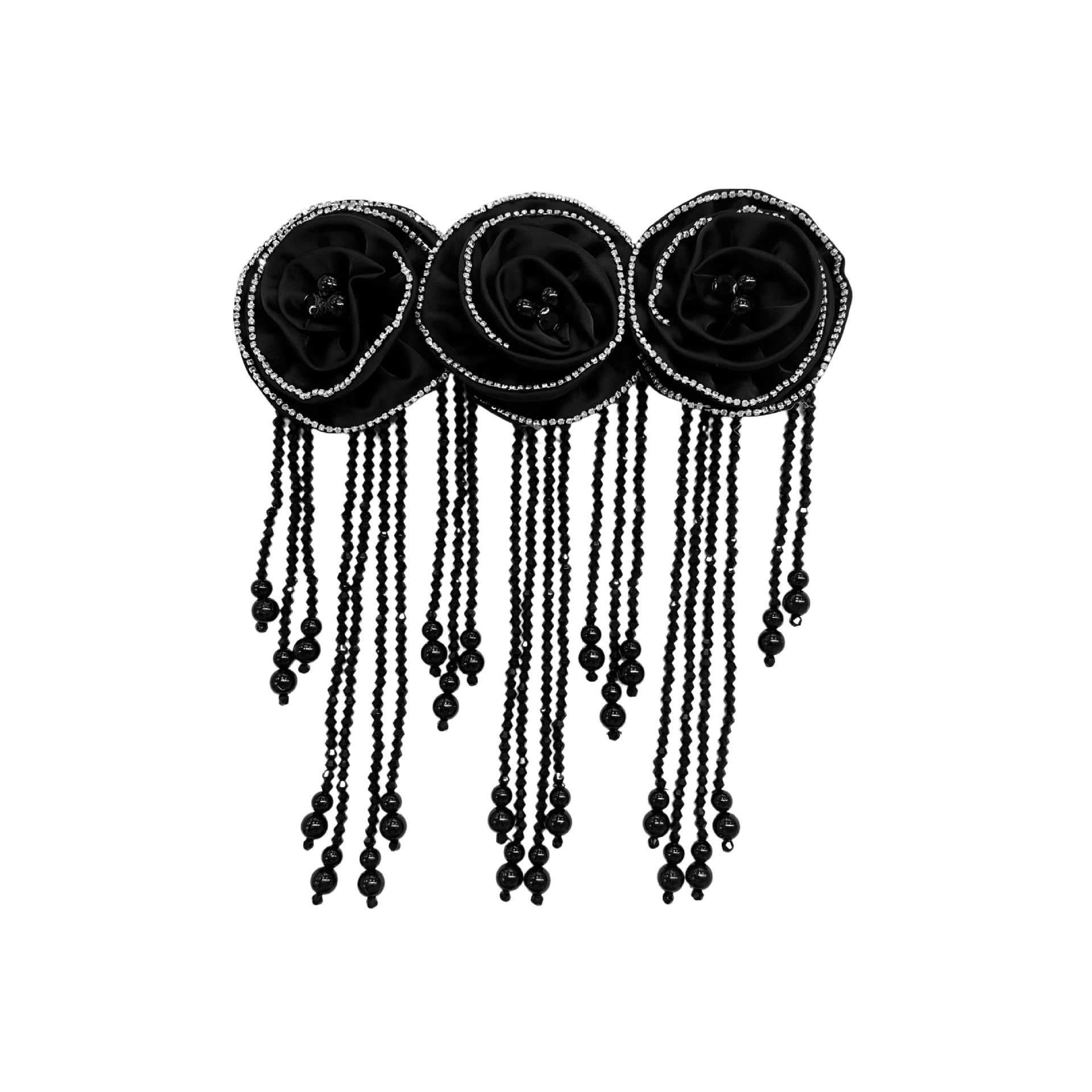 Transfronteriza industria pesada diamante bordado tela tridimensional rosas bordado pecho dulce choker cheongsam accesorios de vestido