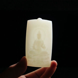 Jin Yu Tang Xinjiang Hetian Jade (Sitting Lotus Guanyin) Boutique Hetian Jade White Jade Guanyin Pendant Jade Warm and Moisturizing