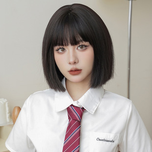Summer new wig women's short hair cross-border headgear fresh straight hair personality whole top full headgear short straight hair wholesale