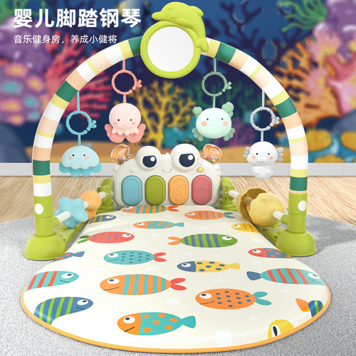 Baby fitness stand music pedal toy 0-36 months newborn baby piano game mat crawling mat 1