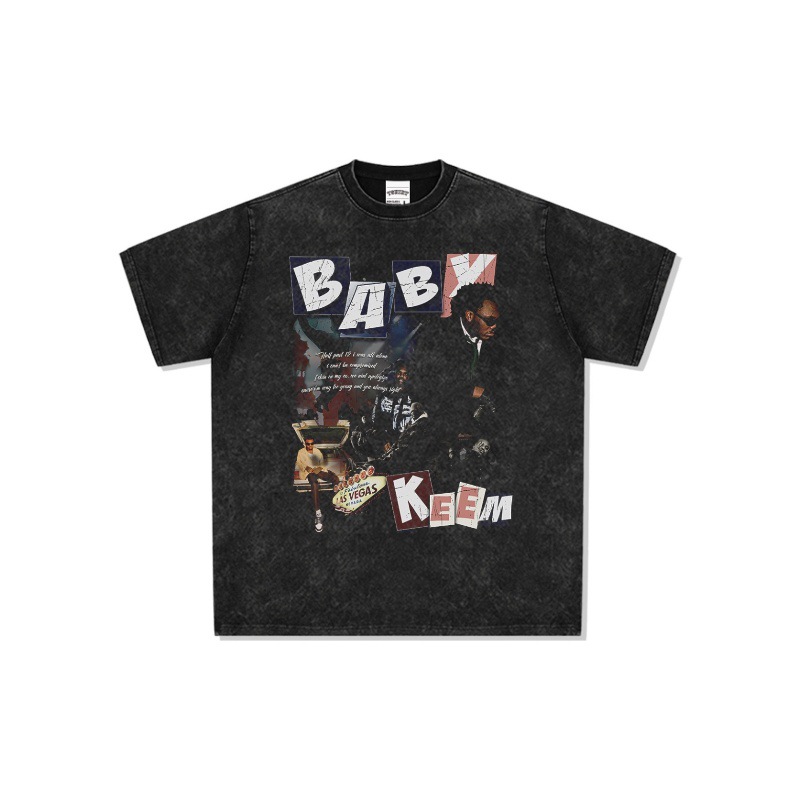 Baby Kim Hip Hop Rap Marca de moda callejera americana Impresión retro Lavado holgado Manga larga
