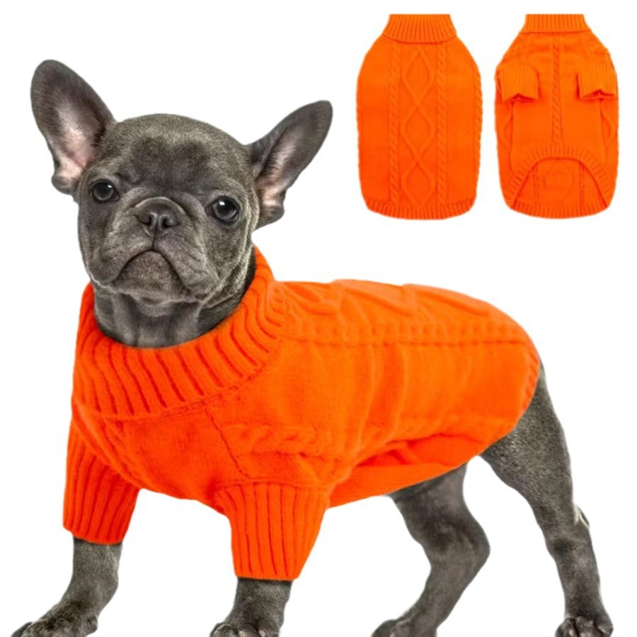 1pc コージーアクリルタートルネック犬セーターツイストニット犬セーター