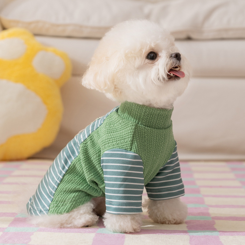 跨境宠物衣服可爱条纹布标家居服保暖秋冬季中小型犬泰迪狗狗服装|undefined